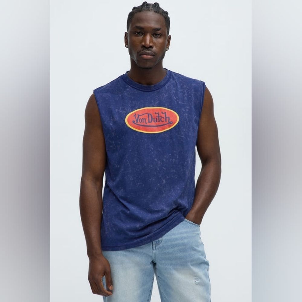 Von Dutch Logo Men's Navy Tank Top